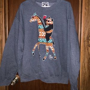 Riot Society Sweatshirt Men’s or Women’s Size Large Aztec Panda/Giraffe Graphic